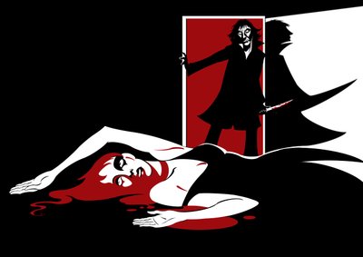 Illustration till slutscenen av Lulu, opera från 1935 av Alban Berg (österrikisk kompositör, 1885-1935) baserad på Frank Wedekinds pjäser Erdgeist (1895) och Die Büchse der Pandora (Pandoras Box, 1901) av Neale Osborne